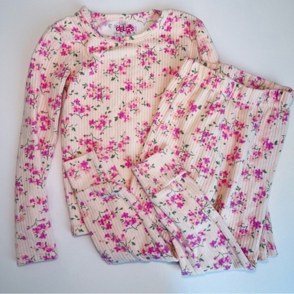dELiA*s Pink and Cream Floral Pajama Set